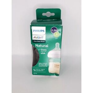 Philips Avent Glass Natural Baby Bottle with Natural‎ Response Nipple 4oz 1pk